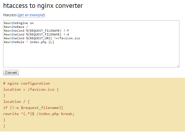 htaccess rules to nginx converter
