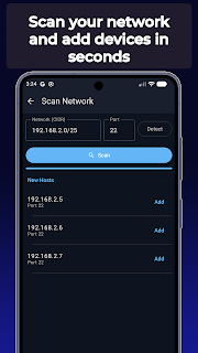 LobiShell local network scan and discovered devices.