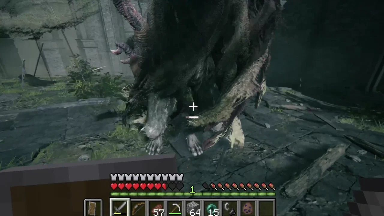 Official Melty Elden Craft screenshot combining Minecraft elements with Elden Ring